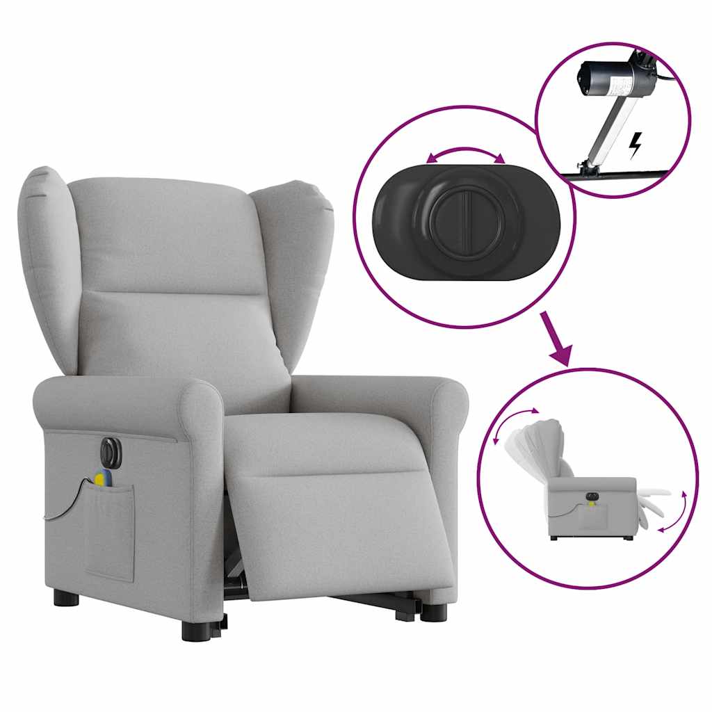 Fauteuil inclinable de massage électrique gris nuage tissu Fauteuils vidaXL