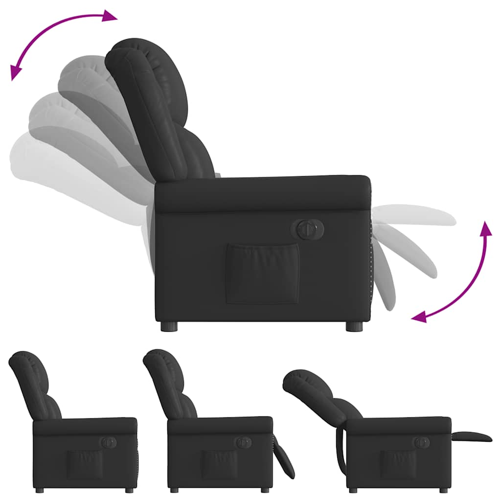 Fauteuil inclinable électrique Noir brillant Similicuir Fauteuils vidaXL