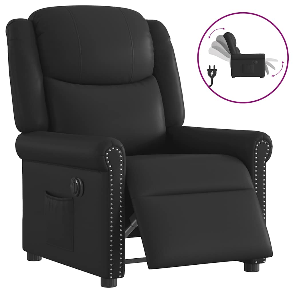 Fauteuil inclinable électrique Noir brillant Similicuir Fauteuils vidaXL