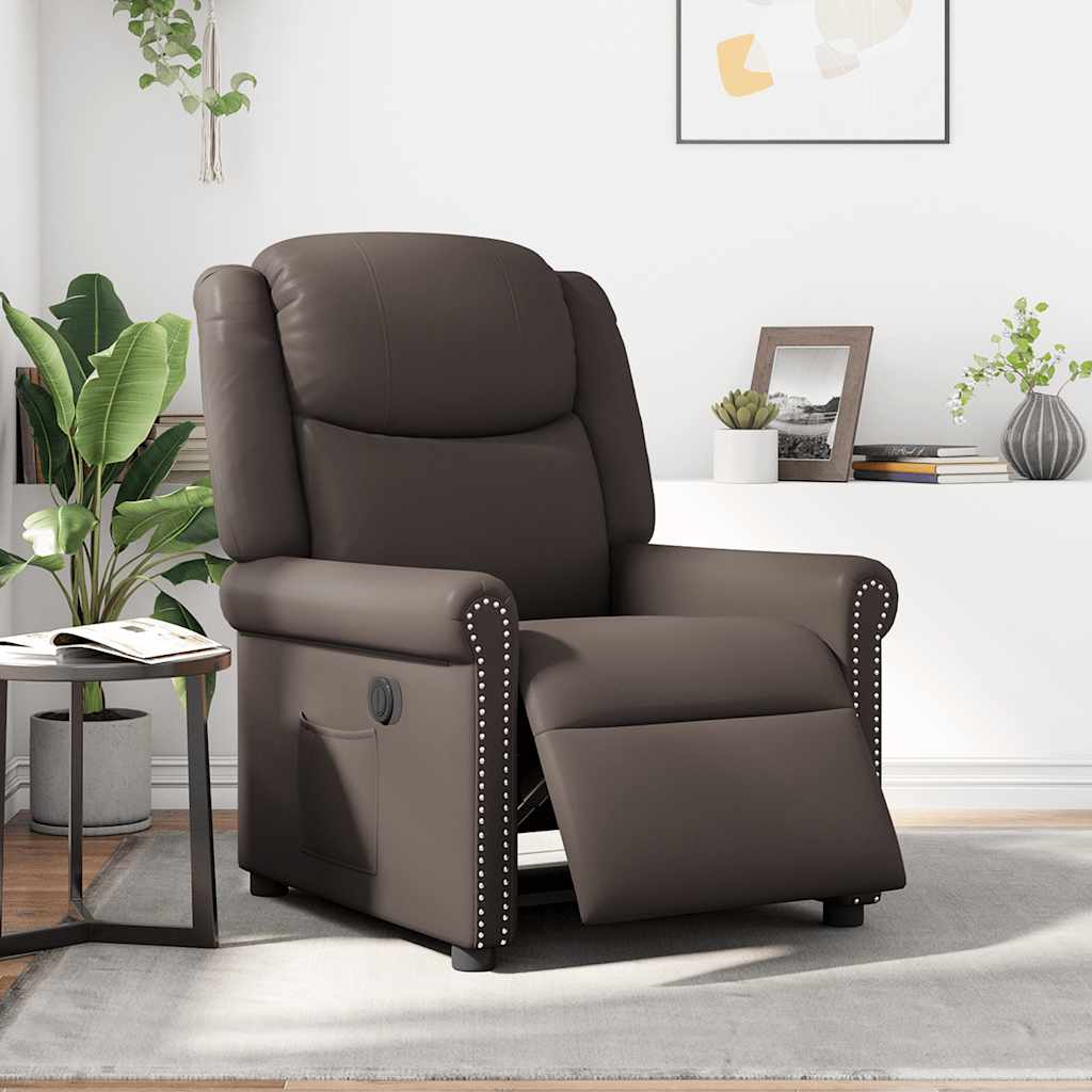 Fauteuil inclinable électrique Marron brillant Similicuir Fauteuils vidaXL