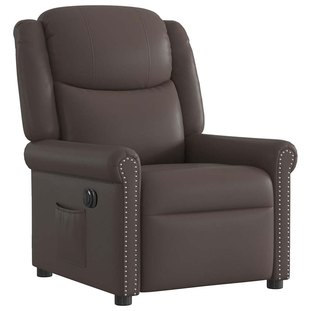 Fauteuil inclinable électrique Marron brillant Similicuir Fauteuils vidaXL