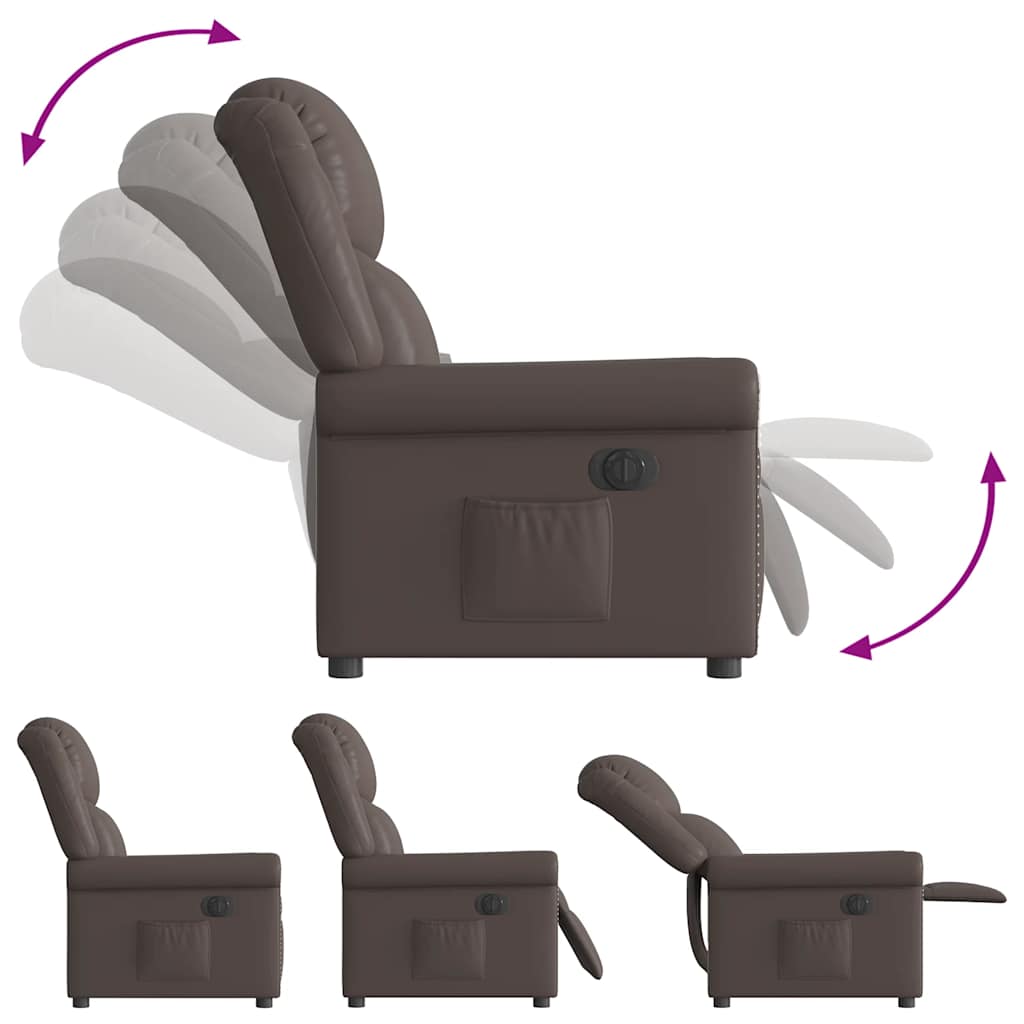 Fauteuil inclinable électrique Marron brillant Similicuir Fauteuils vidaXL