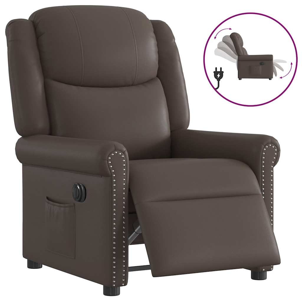 Fauteuil inclinable électrique Marron brillant Similicuir Fauteuils vidaXL