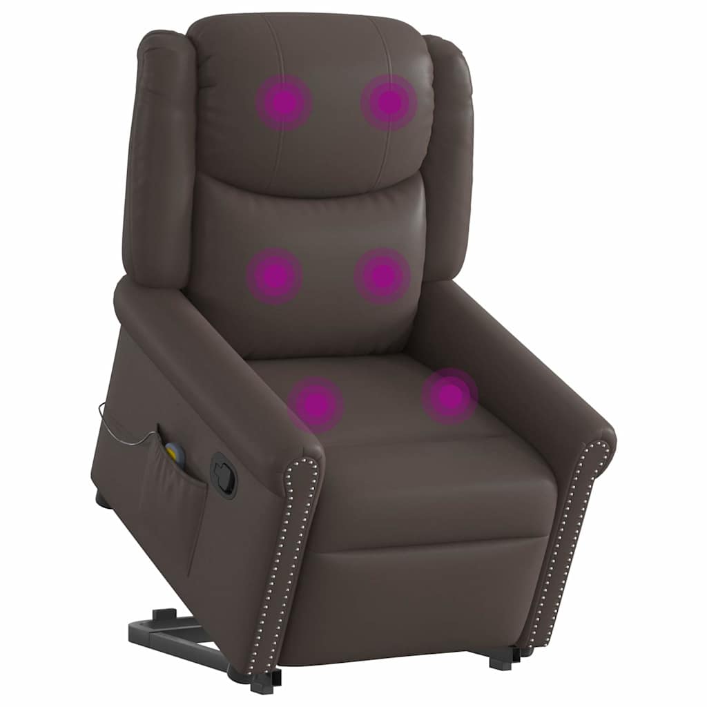 Fauteuil de massage inclinable marron brillant similicuir Fauteuils vidaXL