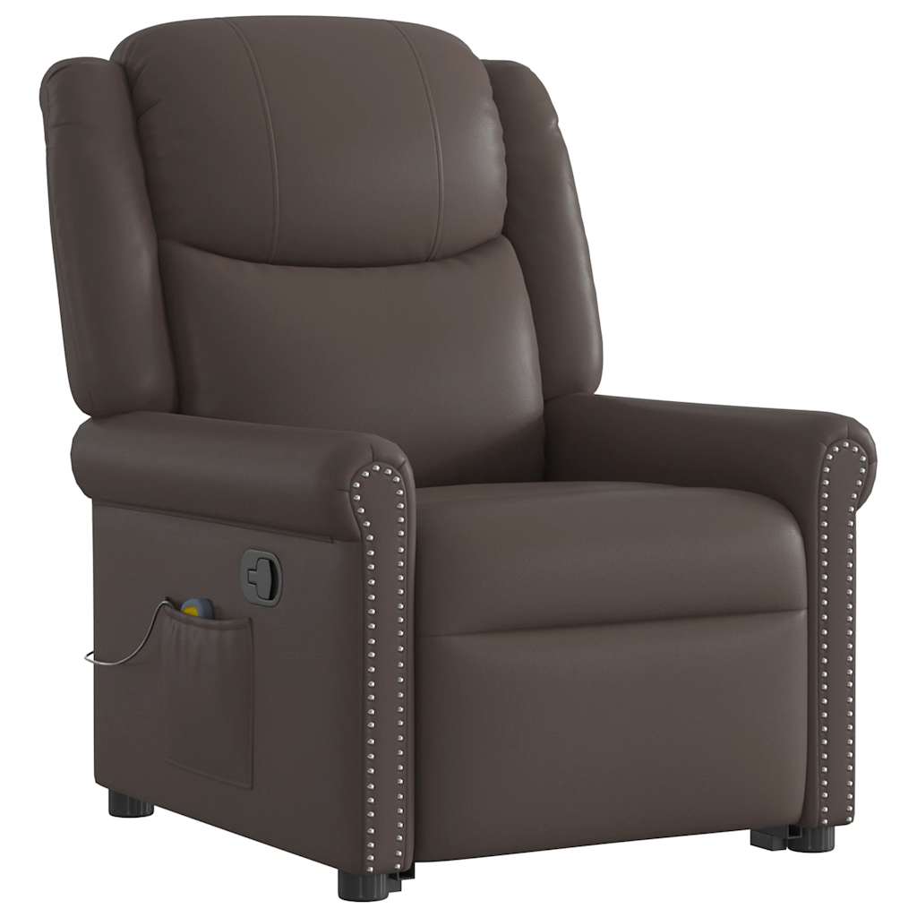 Fauteuil de massage inclinable marron brillant similicuir Fauteuils vidaXL