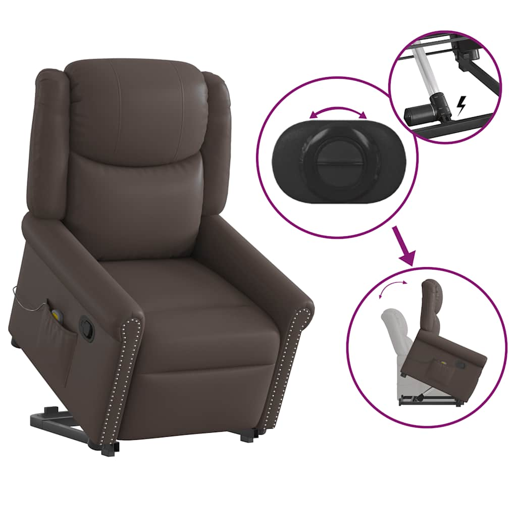 Fauteuil de massage inclinable marron brillant similicuir Fauteuils vidaXL