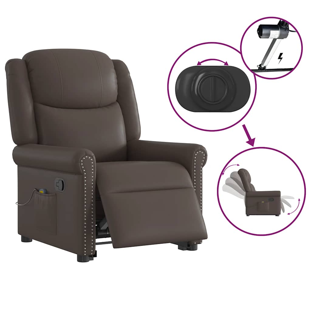 Fauteuil de massage inclinable marron brillant similicuir Fauteuils vidaXL