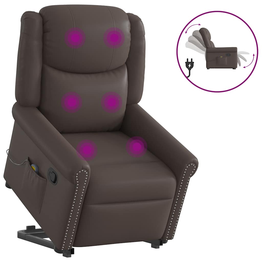 Fauteuil de massage inclinable marron brillant similicuir Fauteuils vidaXL