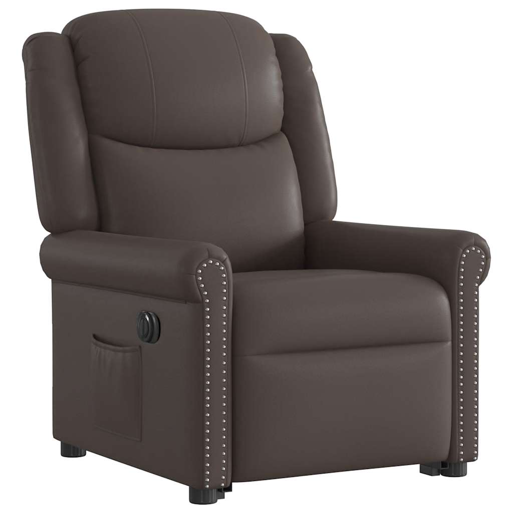 Fauteuil inclinable électrique marron brillant similicuir Fauteuils vidaXL