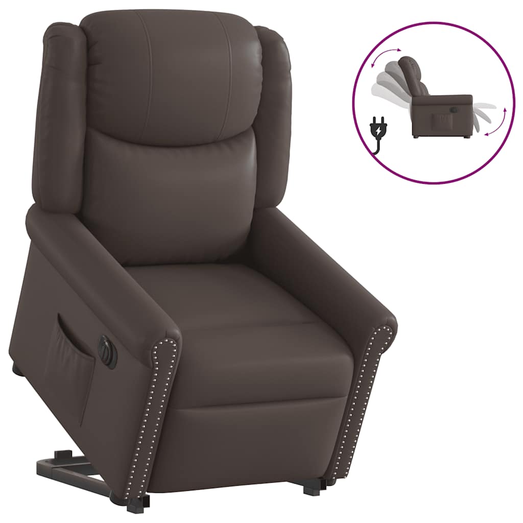 Fauteuil inclinable électrique marron brillant similicuir Fauteuils vidaXL