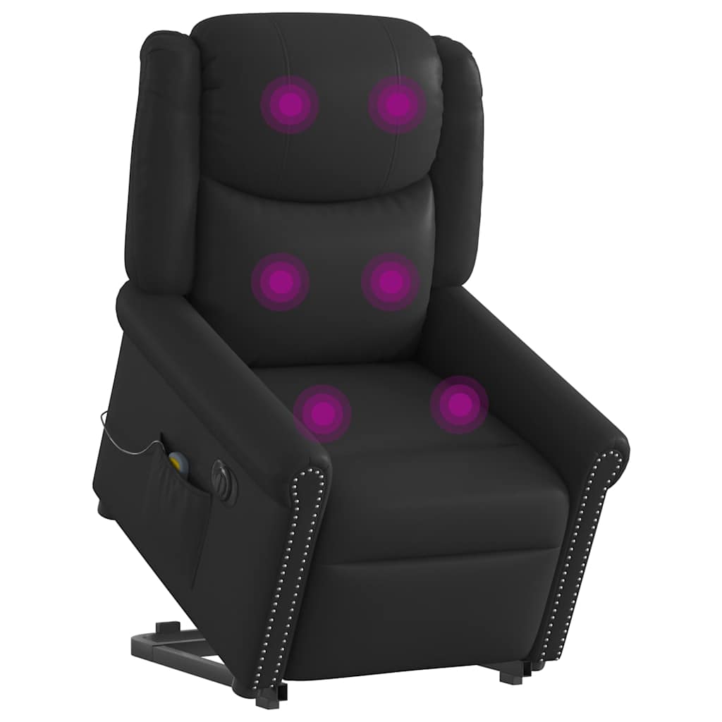 Fauteuil inclinable massage électrique noir brillant similicuir Fauteuils vidaXL