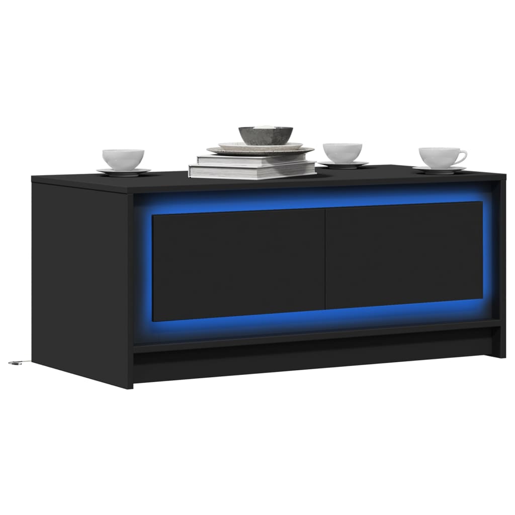 Table basse avec lumières LED noir bois d'ingénierie Tables basses vidaXL   