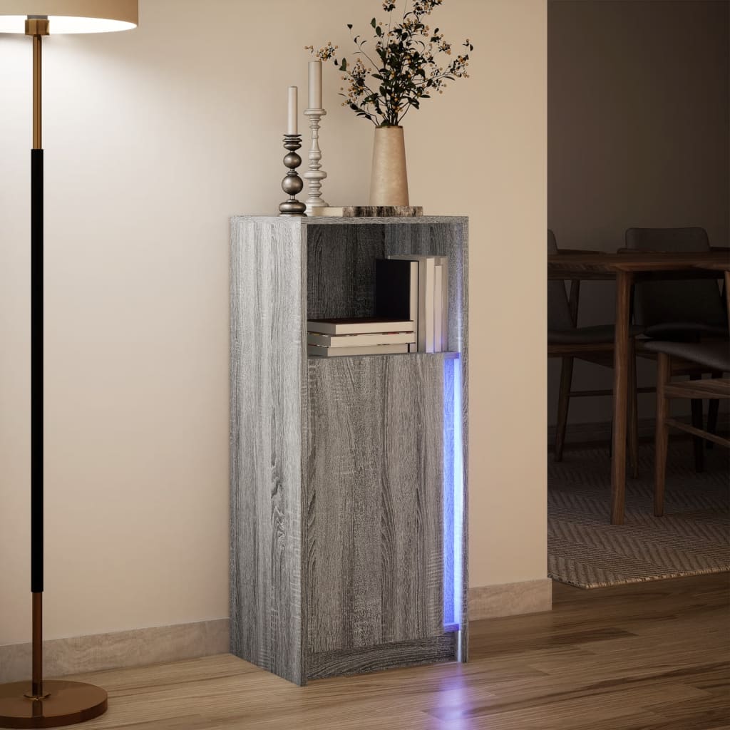 Buffet avec LED sonoma gris 42,5x34x100 cm bois d'ingénierie