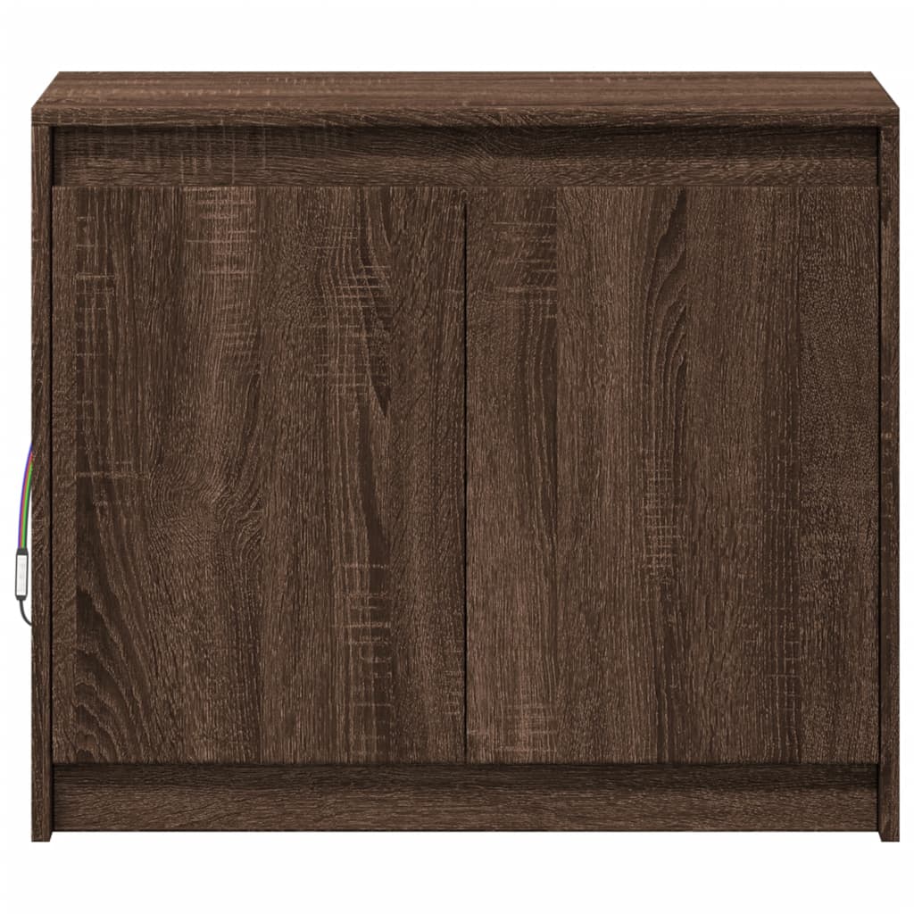 Buffet avec LED chêne marron 72x34x61 cm bois d'ingénierie