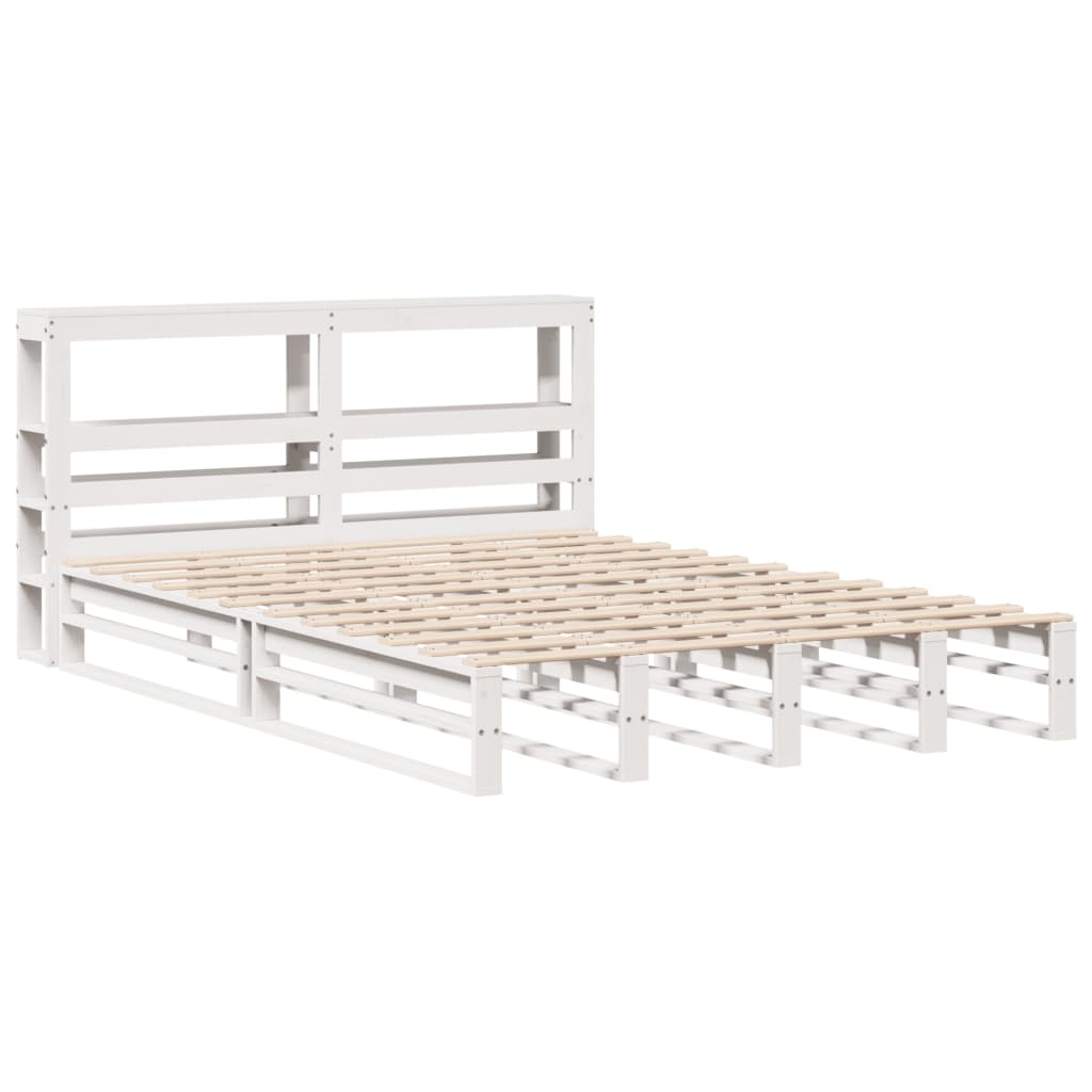 Cadre de lit sans matelas blanc 140x200 cm bois de pin massif Lits & cadres de lit vidaXL   