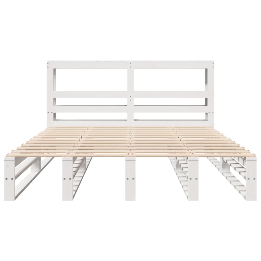 Cadre de lit sans matelas blanc 140x200 cm bois de pin massif Lits & cadres de lit vidaXL   