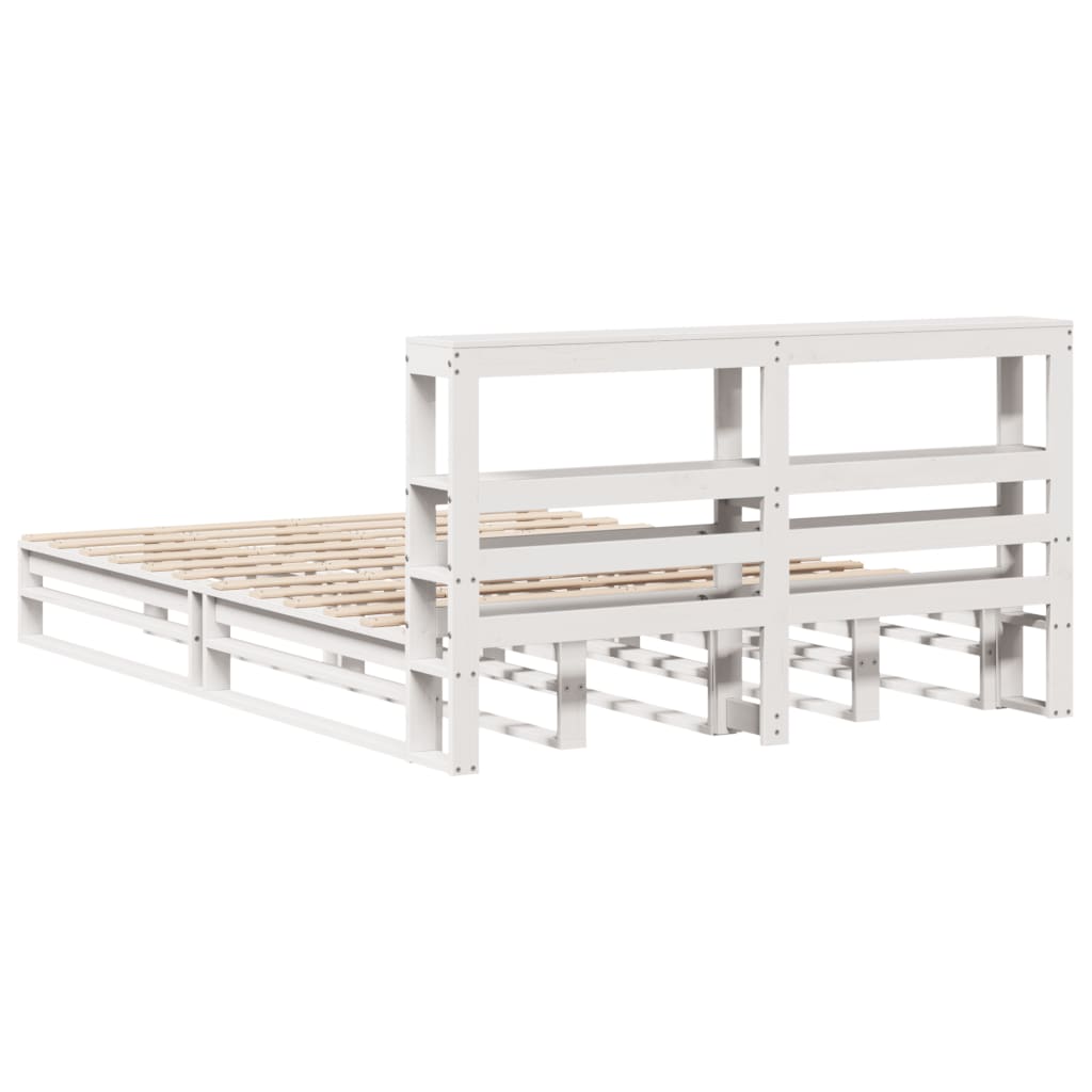 Cadre de lit sans matelas blanc 140x200 cm bois de pin massif Lits & cadres de lit vidaXL   