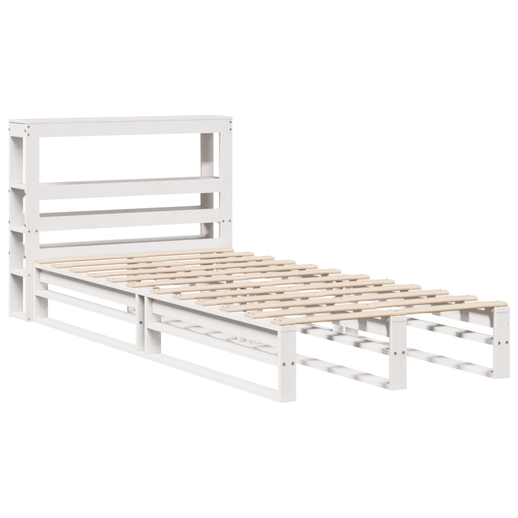 Cadre de lit sans matelas blanc 75x190 cm bois de pin massif Lits & cadres de lit vidaXL   