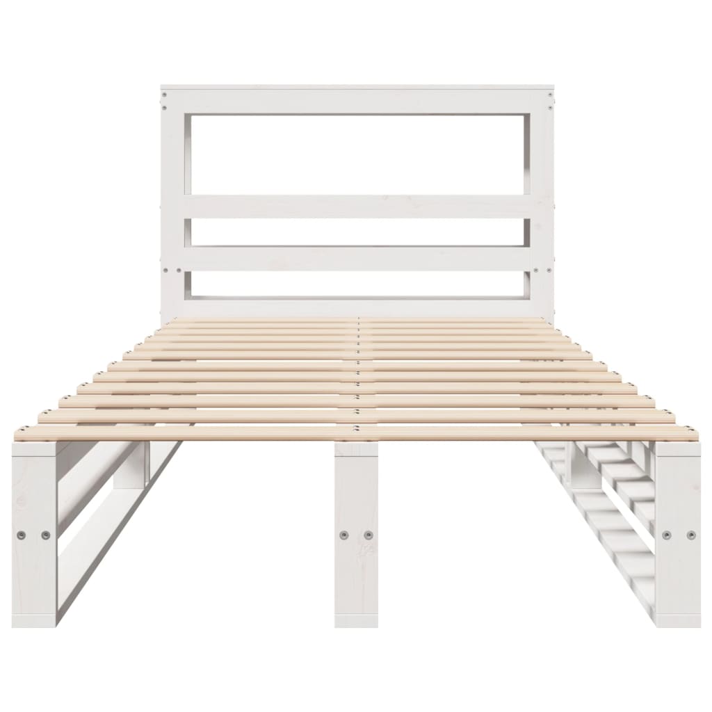 Cadre de lit sans matelas blanc 75x190 cm bois de pin massif Lits & cadres de lit vidaXL   