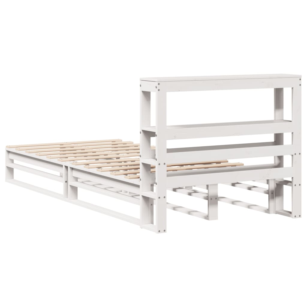 Cadre de lit sans matelas blanc 75x190 cm bois de pin massif Lits & cadres de lit vidaXL   