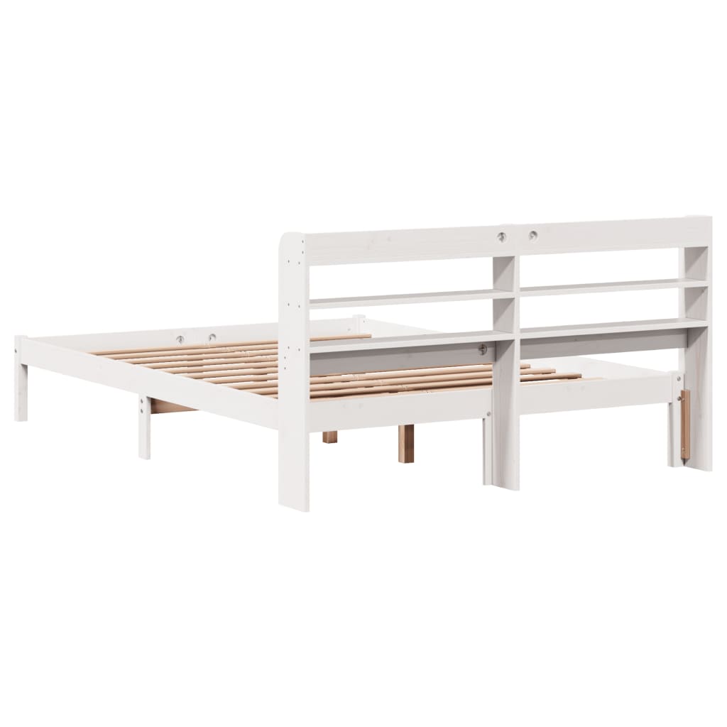 Cadre de lit sans matelas blanc 140x200 cm bois de pin massif Lits & cadres de lit vidaXL   