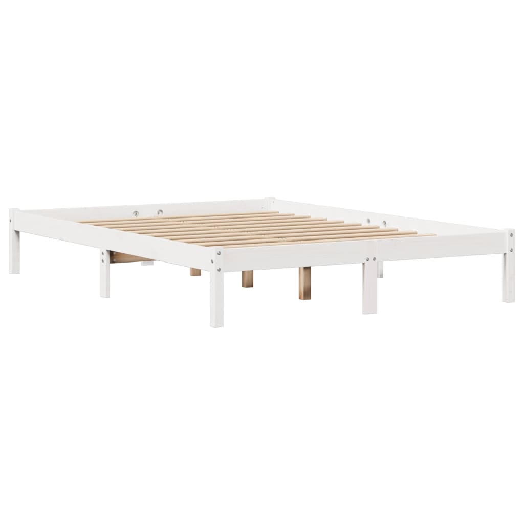 Cadre de lit sans matelas blanc 140x200 cm bois de pin massif Lits & cadres de lit vidaXL   