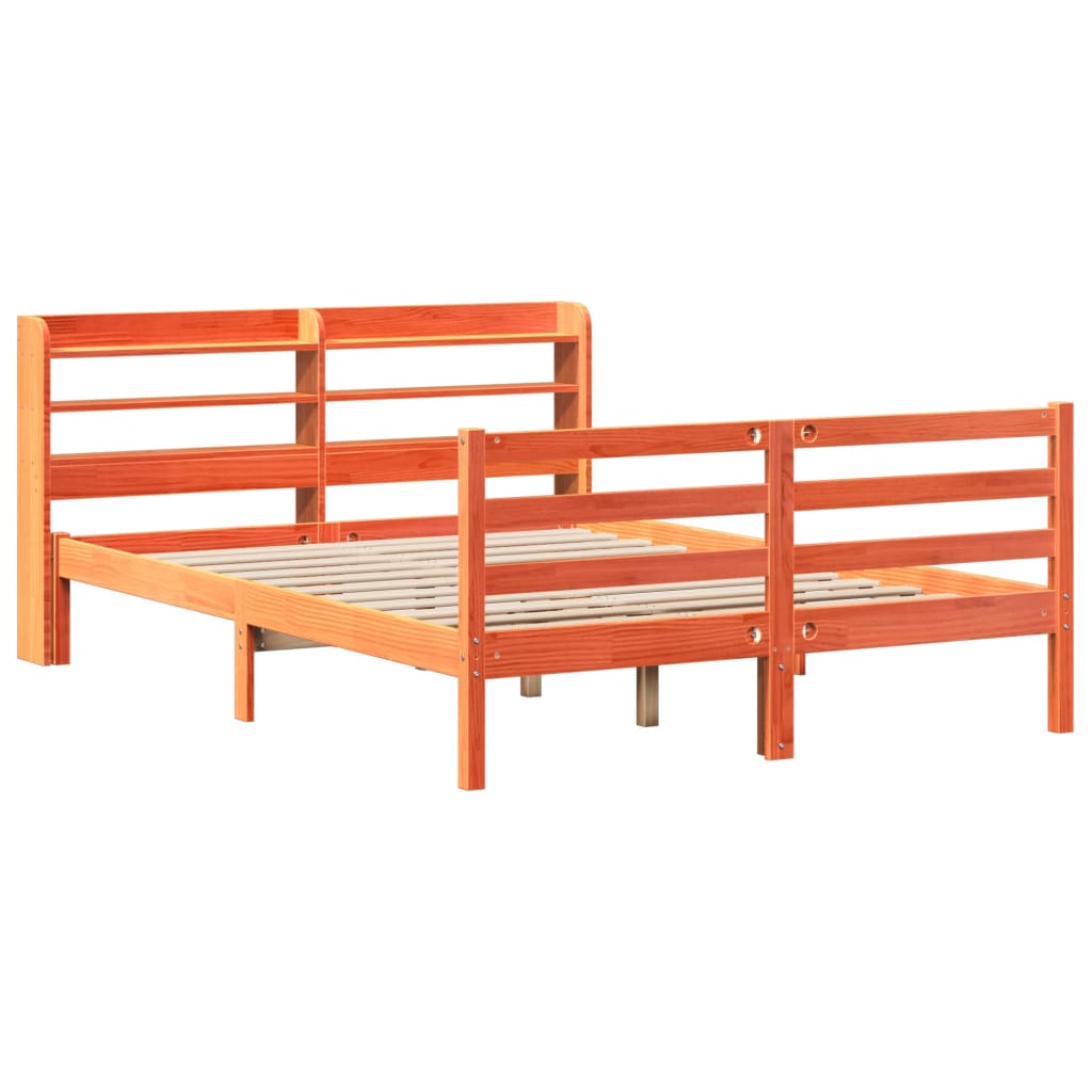 Cadre de lit sans matelas cire marron 120x190cm bois pin massif Lits & cadres de lit vidaXL   