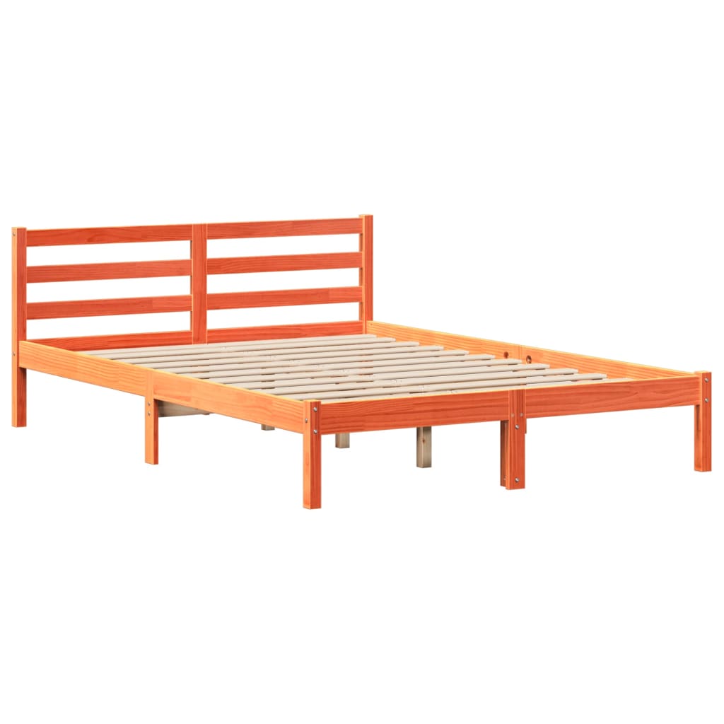 Cadre de lit sans matelas cire marron 120x190cm bois pin massif Lits & cadres de lit vidaXL   