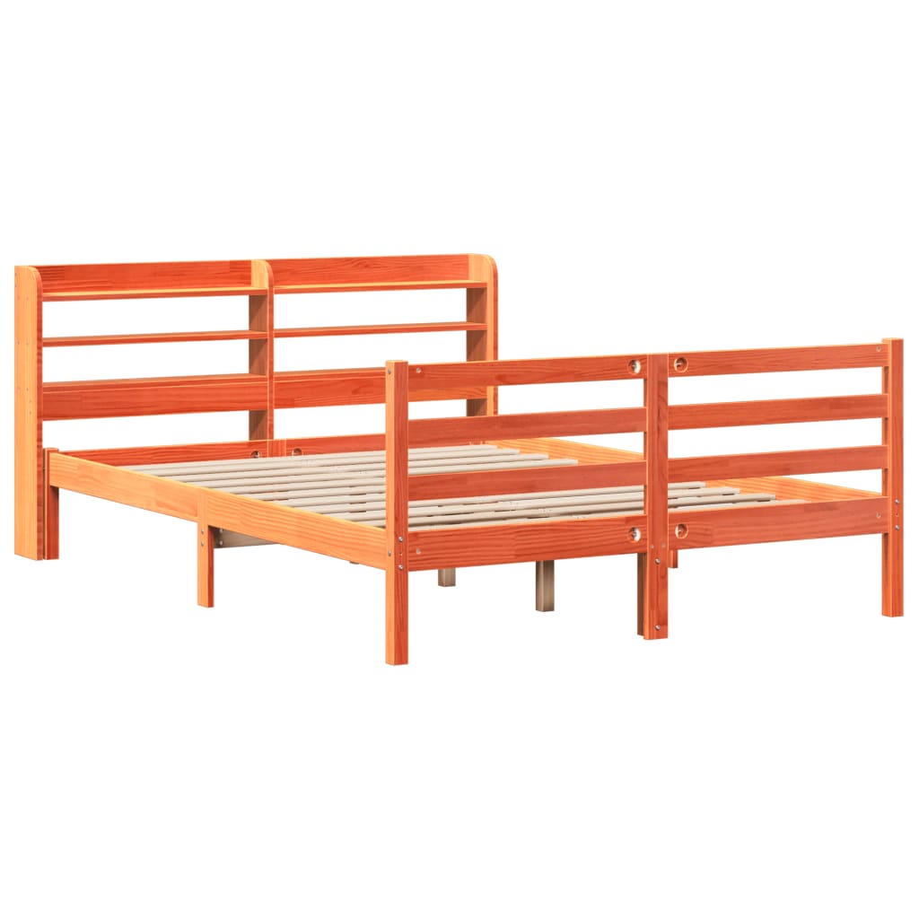 Cadre de lit sans matelas cire marron 120x200cm bois pin massif Lits & cadres de lit vidaXL   