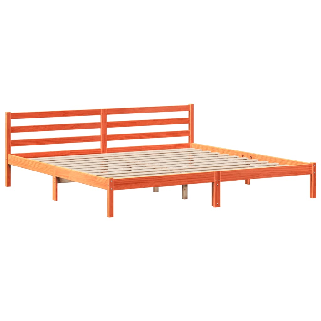 Cadre de lit sans matelas cire marron 200x200cm bois pin massif Lits & cadres de lit vidaXL   