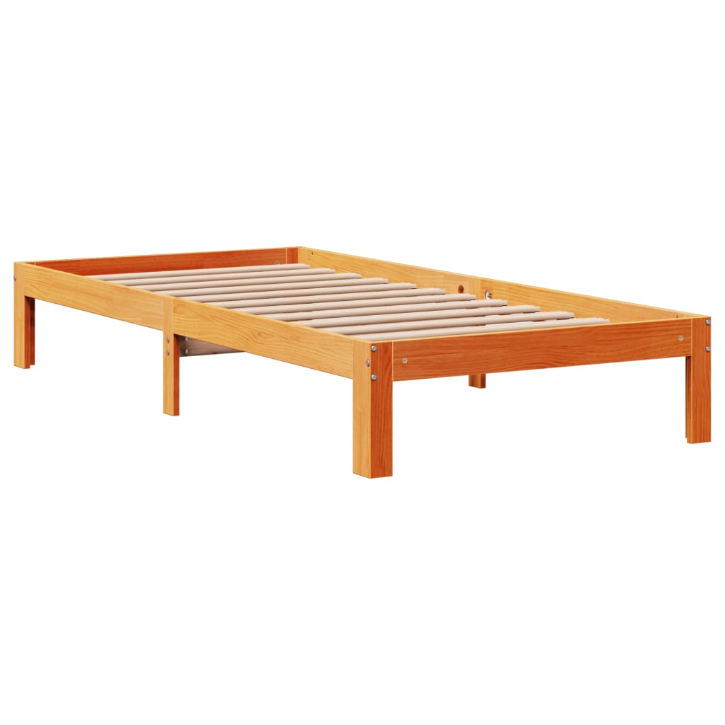 Cadre de lit sans matelas cire marron 75x190 cm bois pin massif Lits & cadres de lit vidaXL   