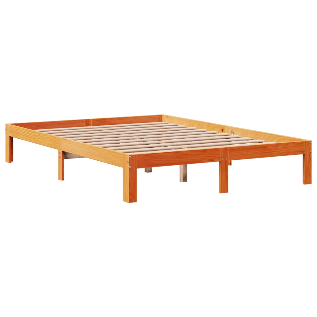 Cadre de lit sans matelas cire marron 120x190cm bois pin massif Lits & cadres de lit vidaXL   