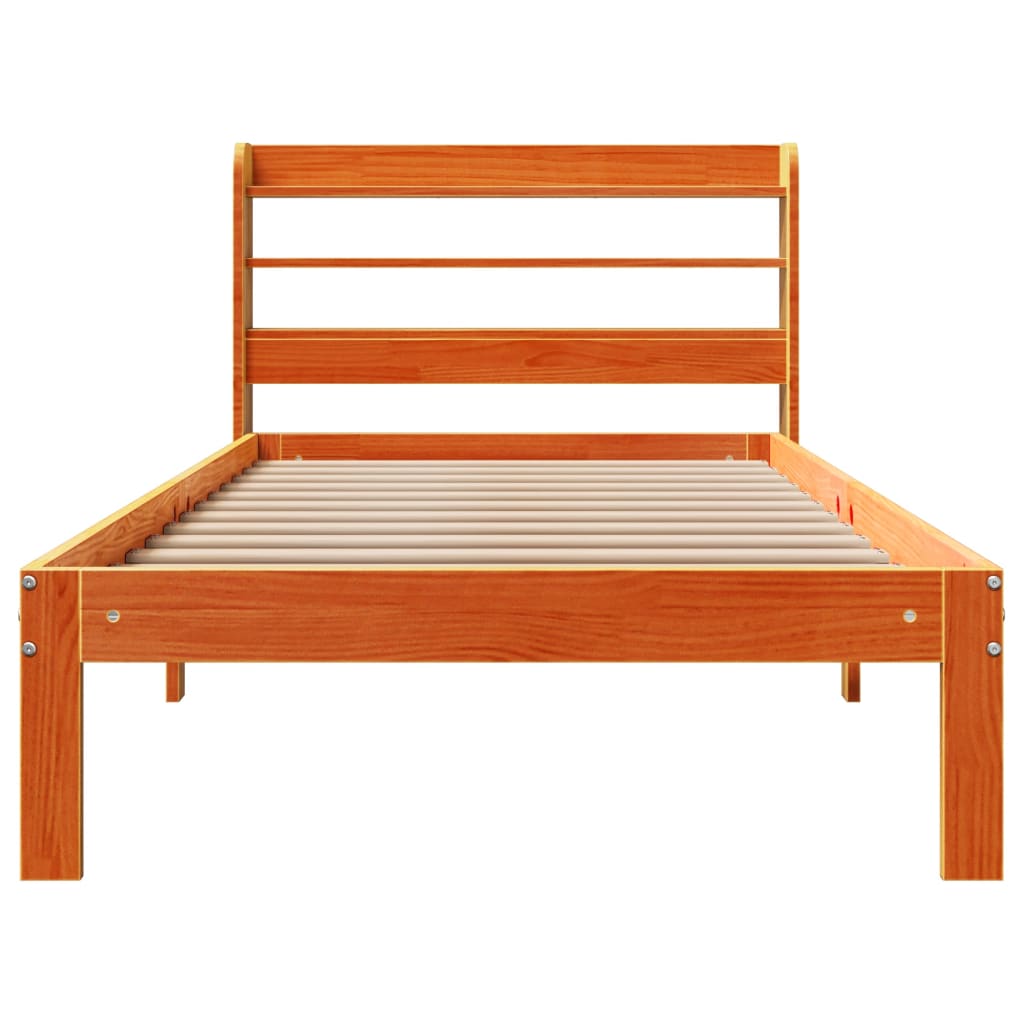 Cadre de lit sans matelas cire marron 100x200cm bois pin massif Lits & cadres de lit vidaXL   