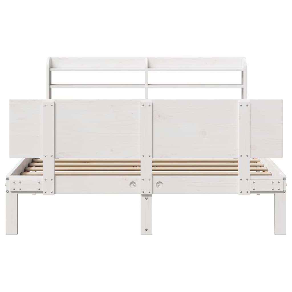 Cadre de lit avec tête de lit blanc 135x190 cm bois pin massif Lits & cadres de lit vidaXL   