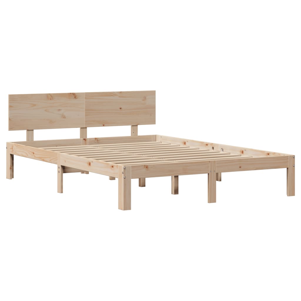 Cadre de lit avec tête de lit 140x190 cm bois de pin massif Lits & cadres de lit vidaXL   