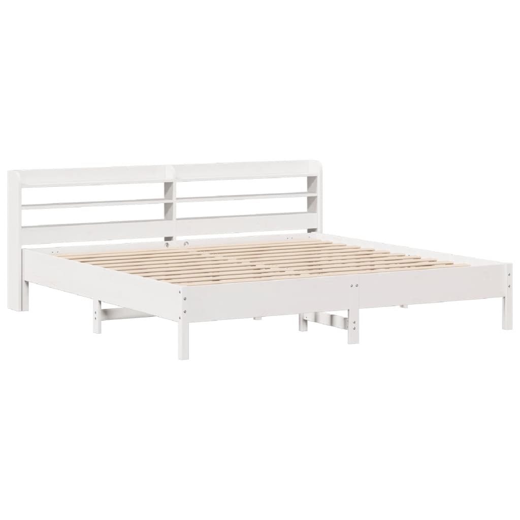 Cadre de lit sans matelas blanc 200x200 cm bois massif de pin Lits & cadres de lit vidaXL   