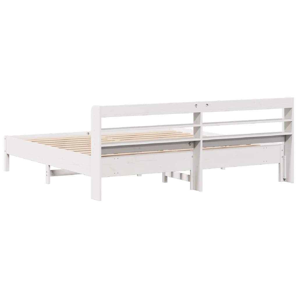 Cadre de lit sans matelas blanc 200x200 cm bois massif de pin Lits & cadres de lit vidaXL   