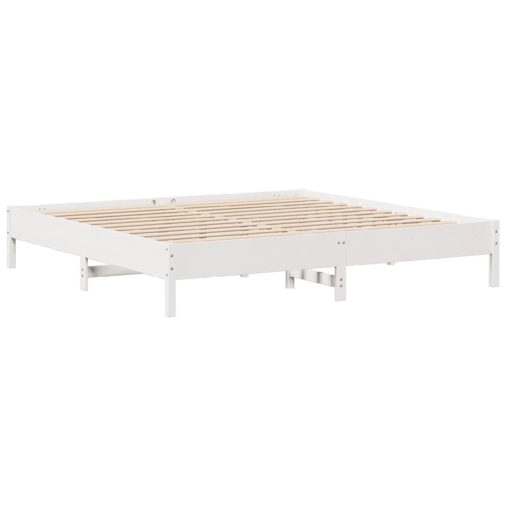 Cadre de lit sans matelas blanc 200x200 cm bois massif de pin Lits & cadres de lit vidaXL   