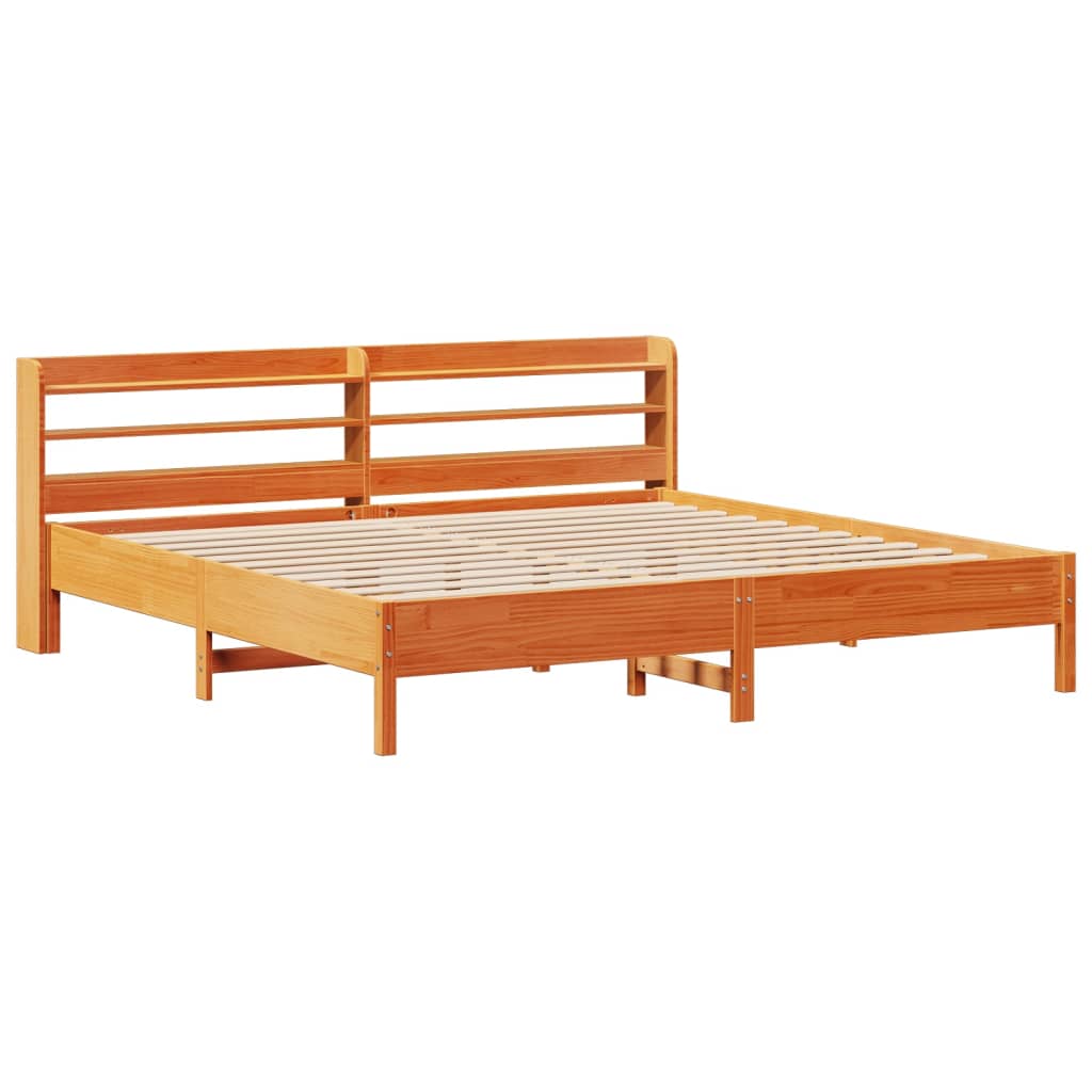 Cadre de lit sans matelas cire marron 200x200cm bois pin massif Lits & cadres de lit vidaXL   