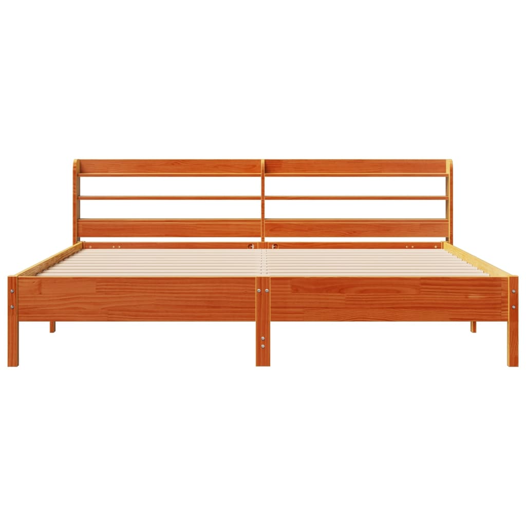 Cadre de lit sans matelas cire marron 200x200cm bois pin massif Lits & cadres de lit vidaXL   