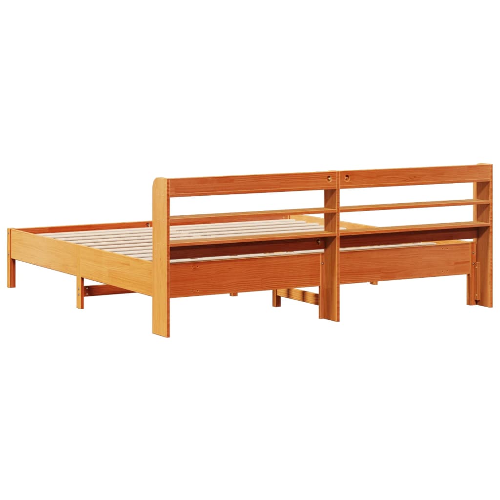 Cadre de lit sans matelas cire marron 200x200cm bois pin massif Lits & cadres de lit vidaXL   