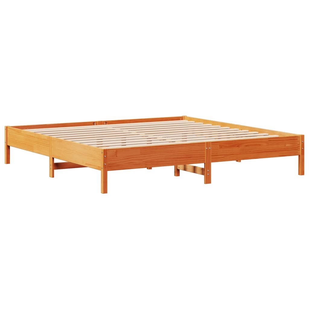 Cadre de lit sans matelas cire marron 200x200cm bois pin massif Lits & cadres de lit vidaXL   