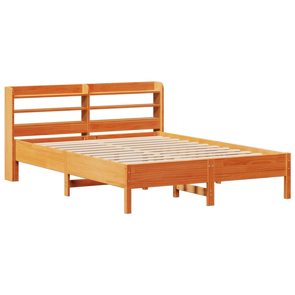 Cadre de lit sans matelas cire marron 160x200cm bois pin massif Lits & cadres de lit vidaXL   