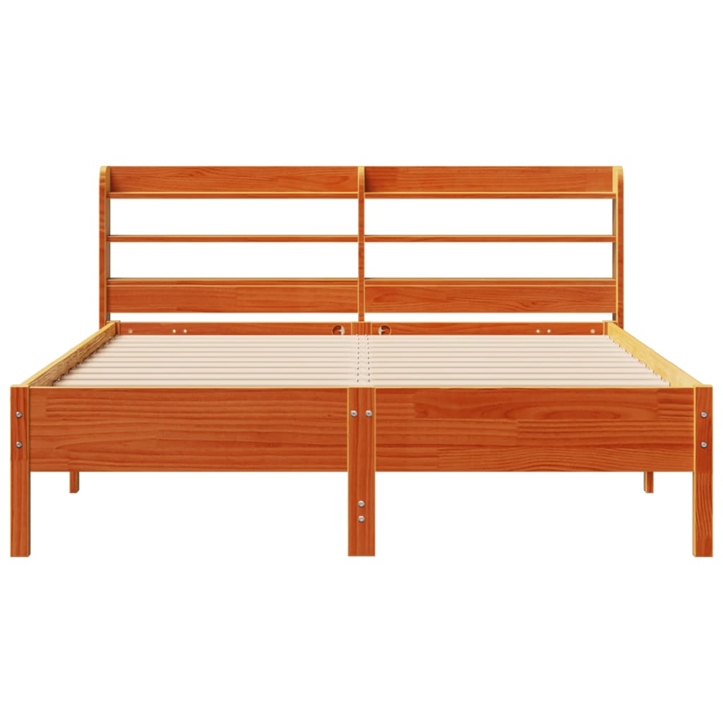 Cadre de lit sans matelas cire marron 160x200cm bois pin massif Lits & cadres de lit vidaXL   