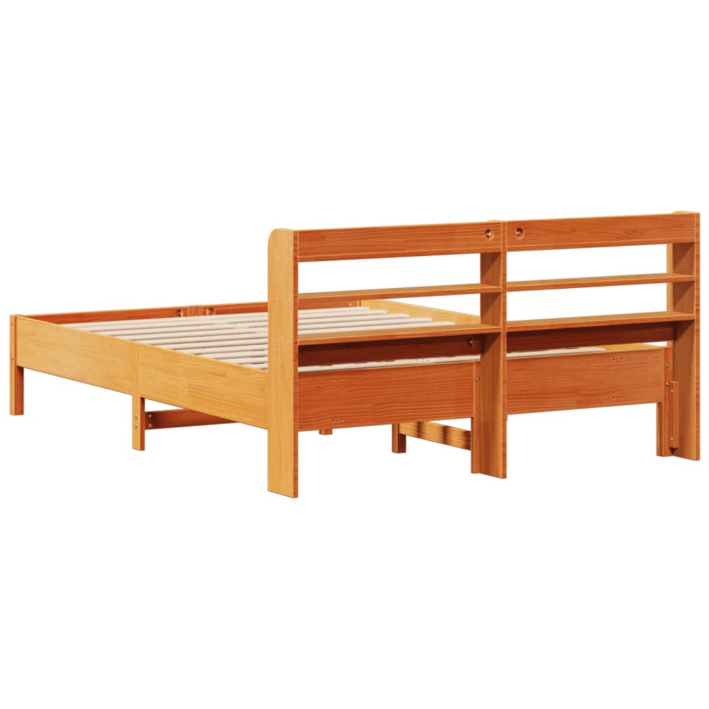 Cadre de lit sans matelas cire marron 160x200cm bois pin massif Lits & cadres de lit vidaXL   