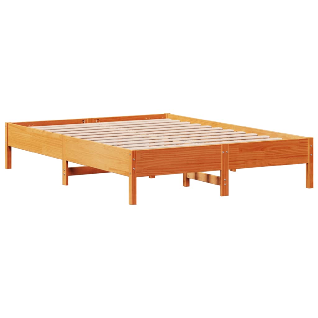 Cadre de lit sans matelas cire marron 160x200cm bois pin massif Lits & cadres de lit vidaXL   