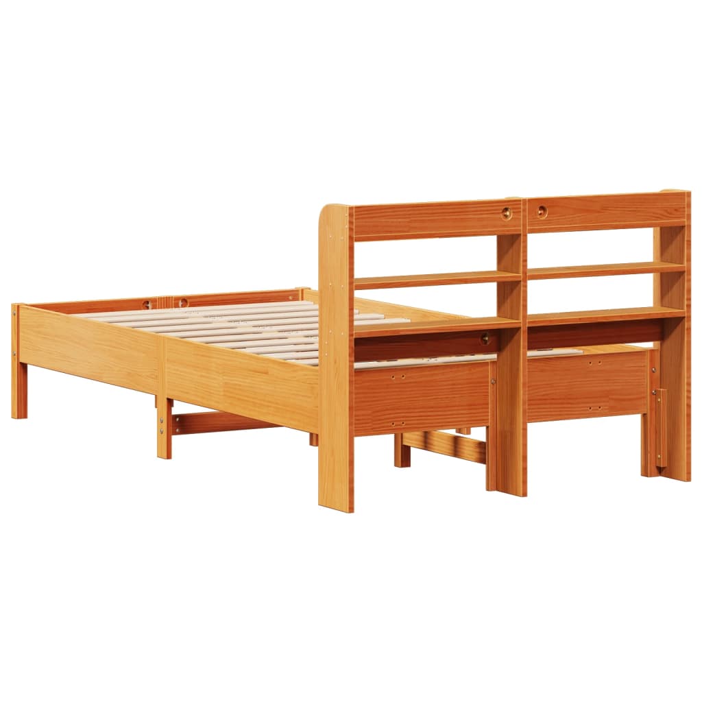 Cadre de lit sans matelas cire marron 120x200cm bois pin massif Lits & cadres de lit vidaXL   