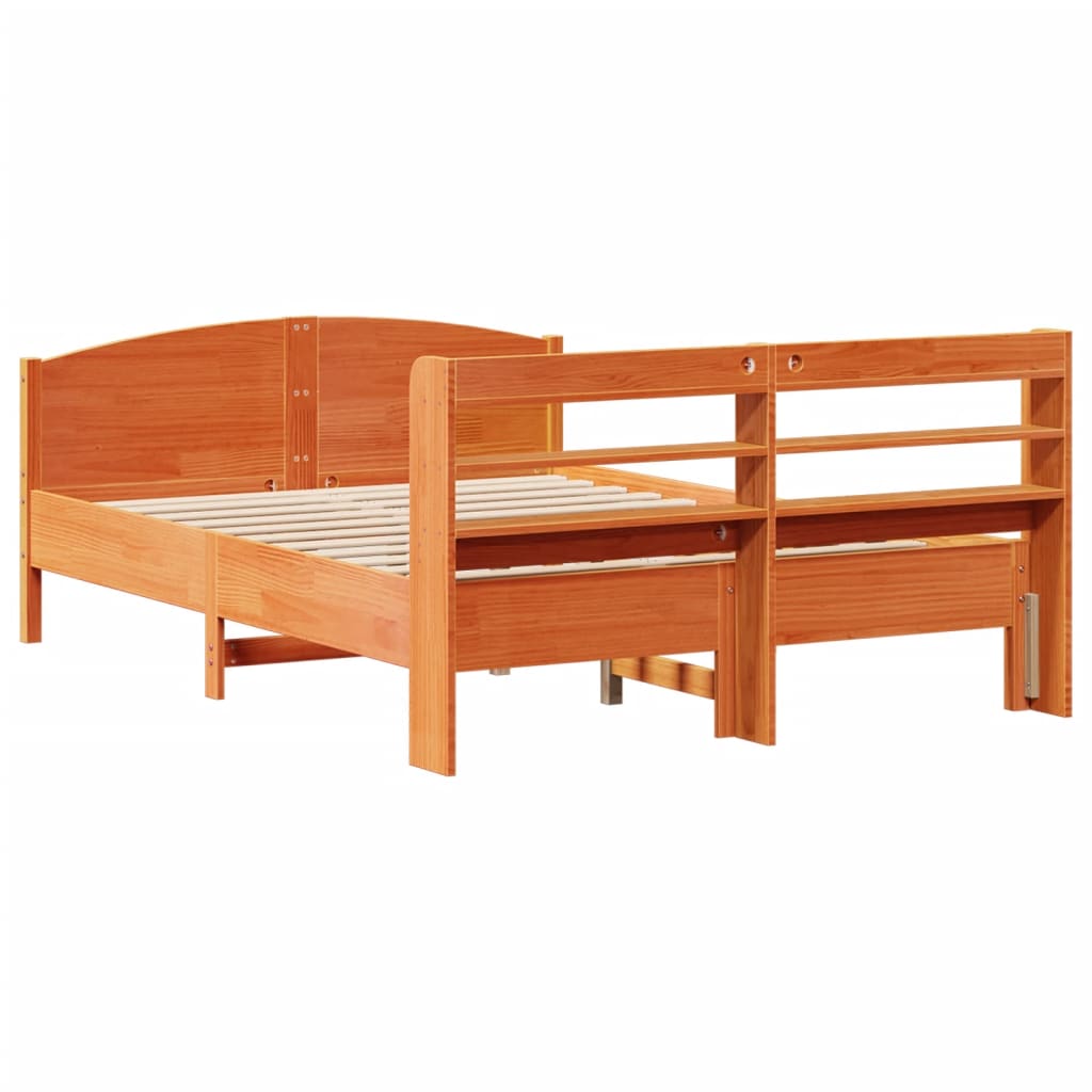 Cadre de lit sans matelas cire marron 120x200cm bois pin massif Lits & cadres de lit vidaXL   