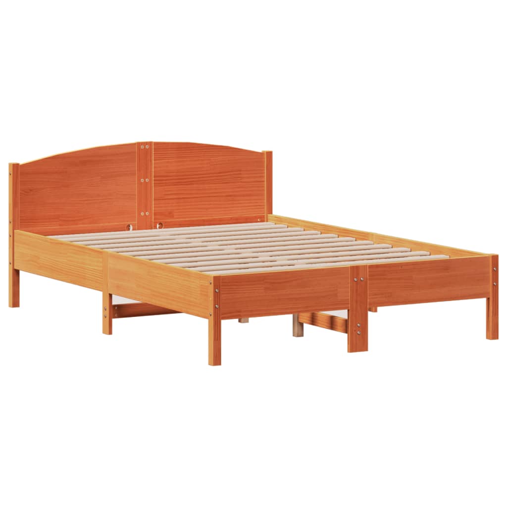 Cadre de lit sans matelas cire marron 120x200cm bois pin massif Lits & cadres de lit vidaXL   