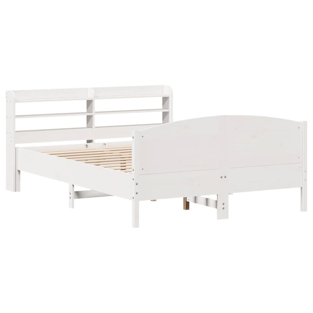 Cadre de lit sans matelas blanc 135x190 cm bois de pin massif Lits & cadres de lit vidaXL   